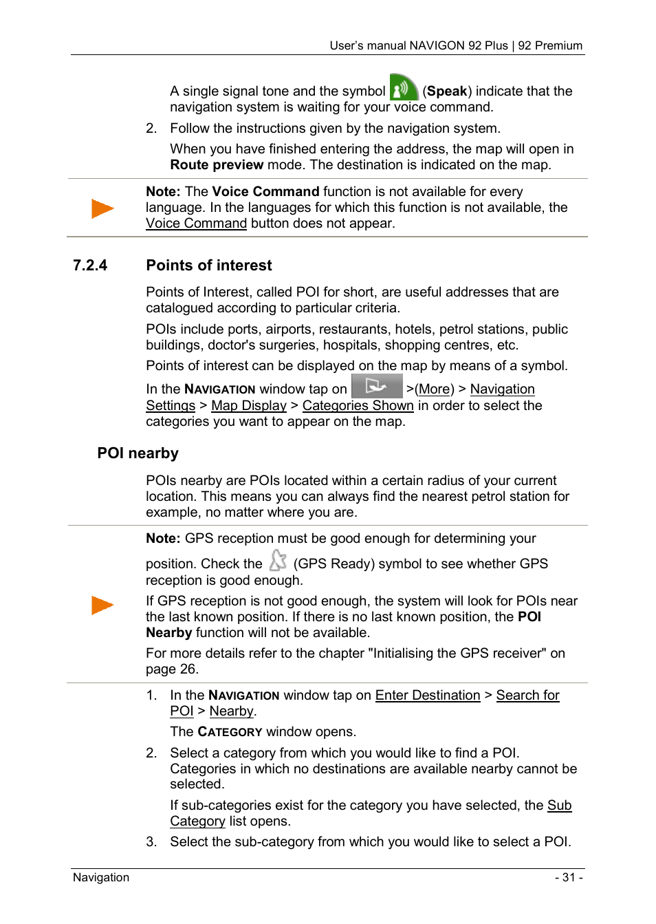 4 points of interest, Ee "points of interest | Navigon 92 PREMIUM User Manual | Page 31 / 113