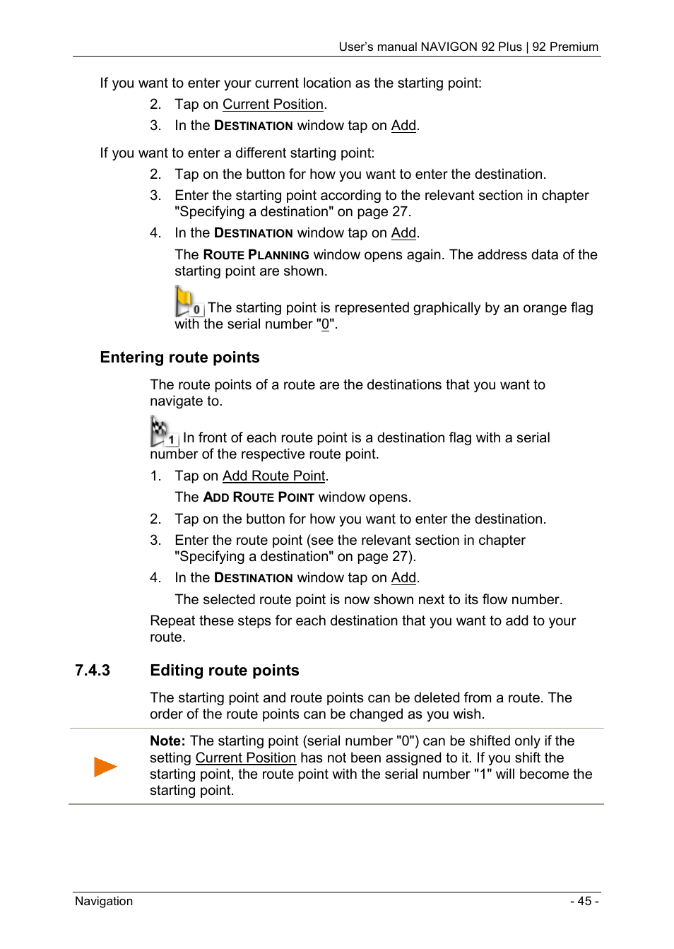 3 editing route points | Navigon 92 PREMIUM User Manual | Page 45 / 113