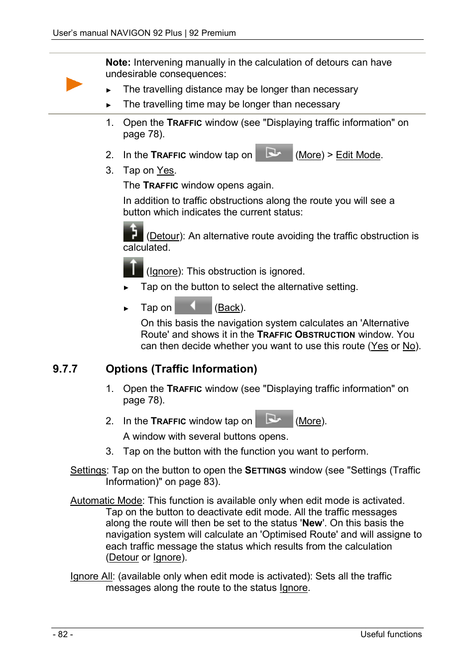 7 options (traffic information) | Navigon 92 PREMIUM User Manual | Page 82 / 113