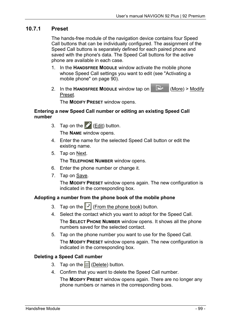 1 preset, Preset, Ee "preset | Navigon 92 PREMIUM User Manual | Page 99 / 113