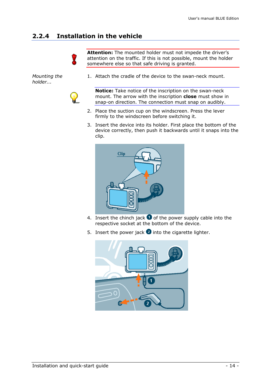 Installation in the vehicle, 4 installation in the vehicle | Navigon MN4 User Manual | Page 16 / 76