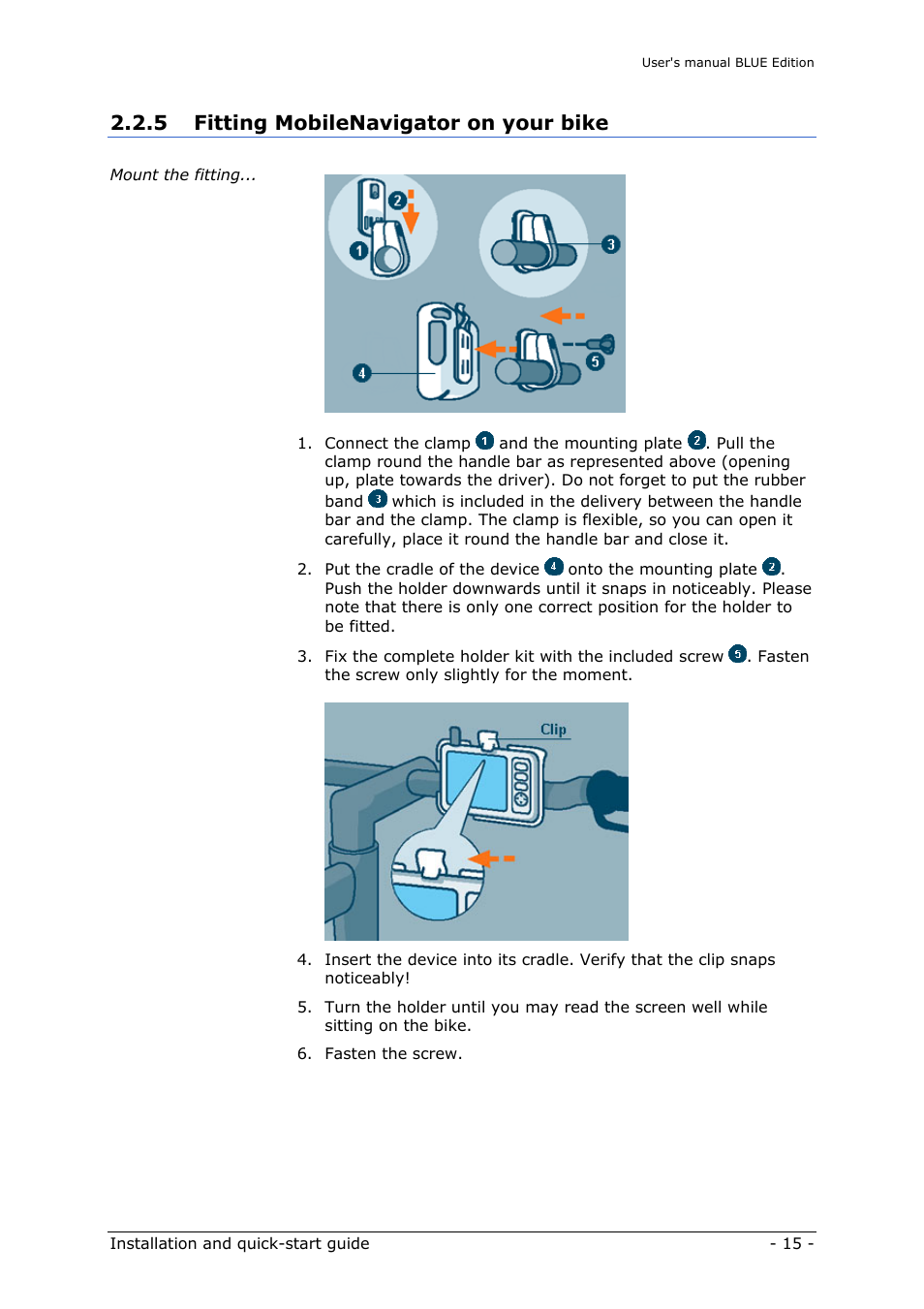 Fitting mobilenavigator on your bike, 5 fitting mobilenavigator on your bike | Navigon MN4 User Manual | Page 17 / 76