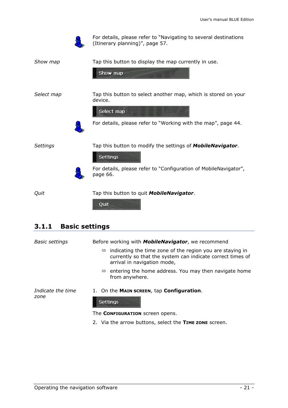 Basic settings, Basic, Settings | 1 basic settings | Navigon MN4 User Manual | Page 23 / 76