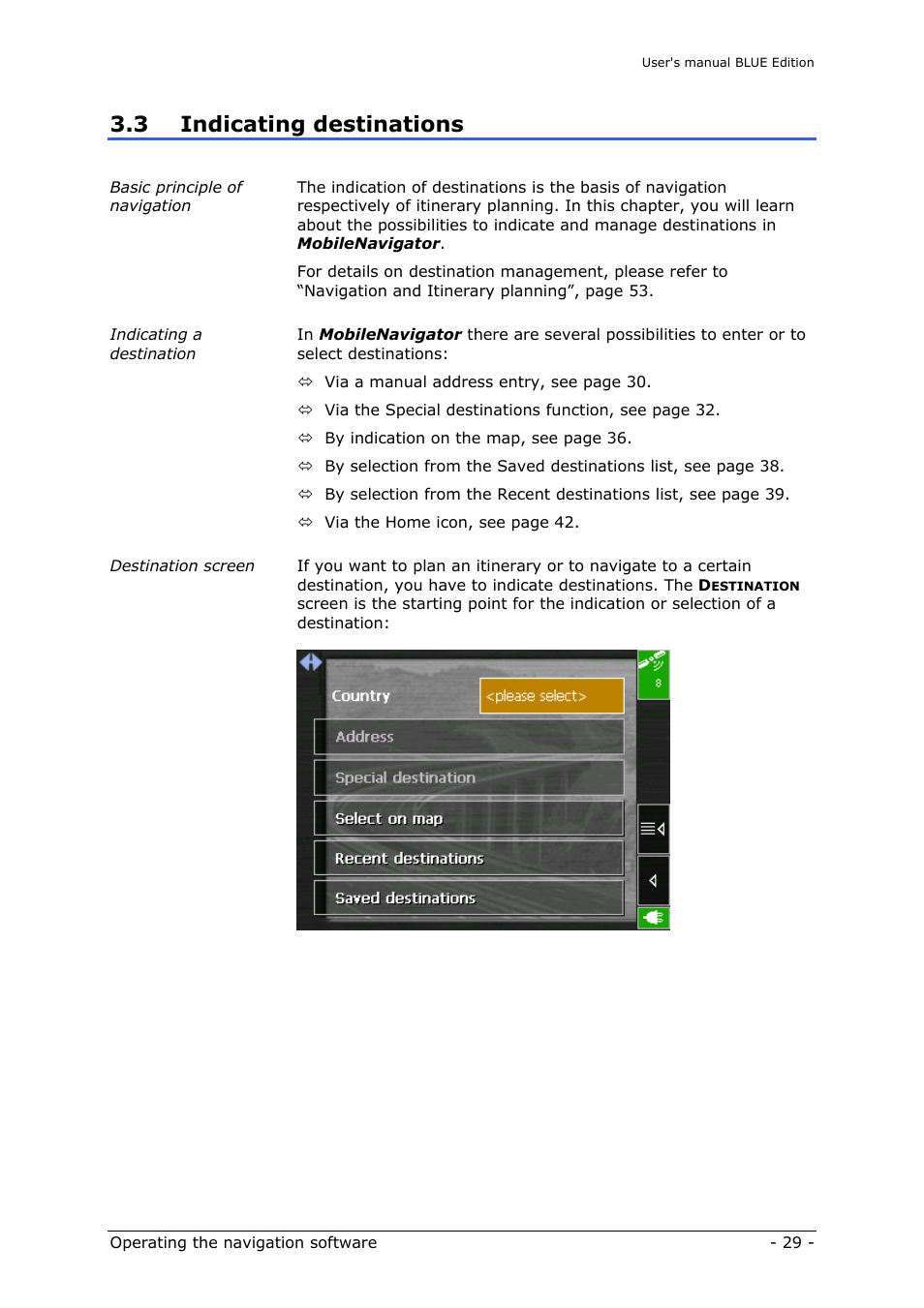 Indicating destinations, 3 indicating destinations | Navigon MN4 User Manual | Page 31 / 76