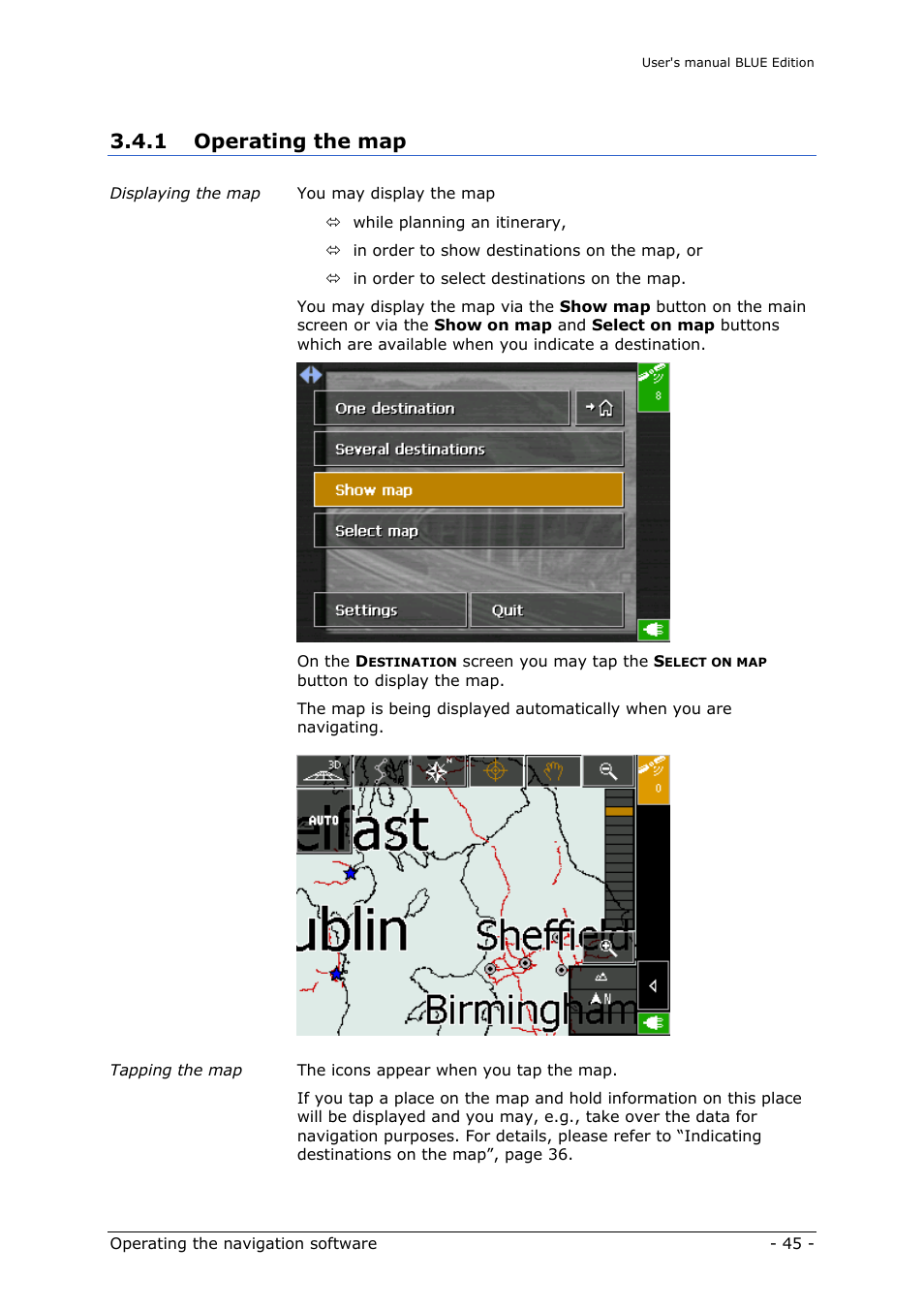 Operating the map, 1 operating the map | Navigon MN4 User Manual | Page 47 / 76