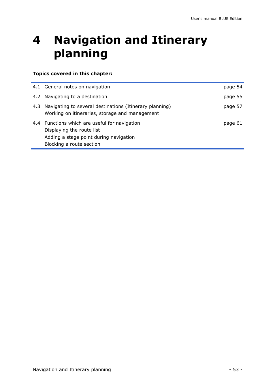Navigation and itinerary planning, 4 navigation and itinerary planning | Navigon MN4 User Manual | Page 55 / 76