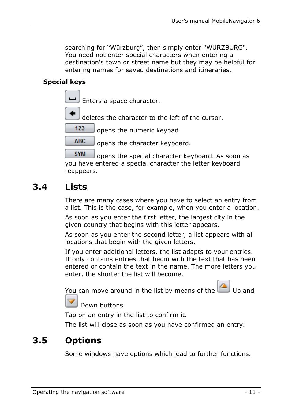 4 lists, 5 options | Navigon MN 6 User Manual | Page 13 / 44