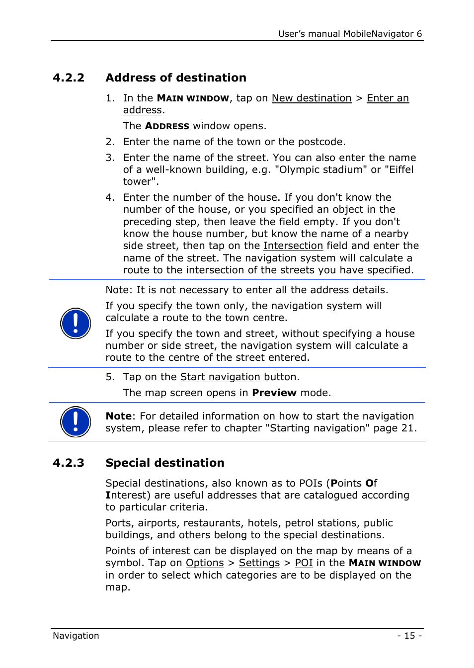 2 address of destination, 3 special destination | Navigon MN 6 User Manual | Page 17 / 44