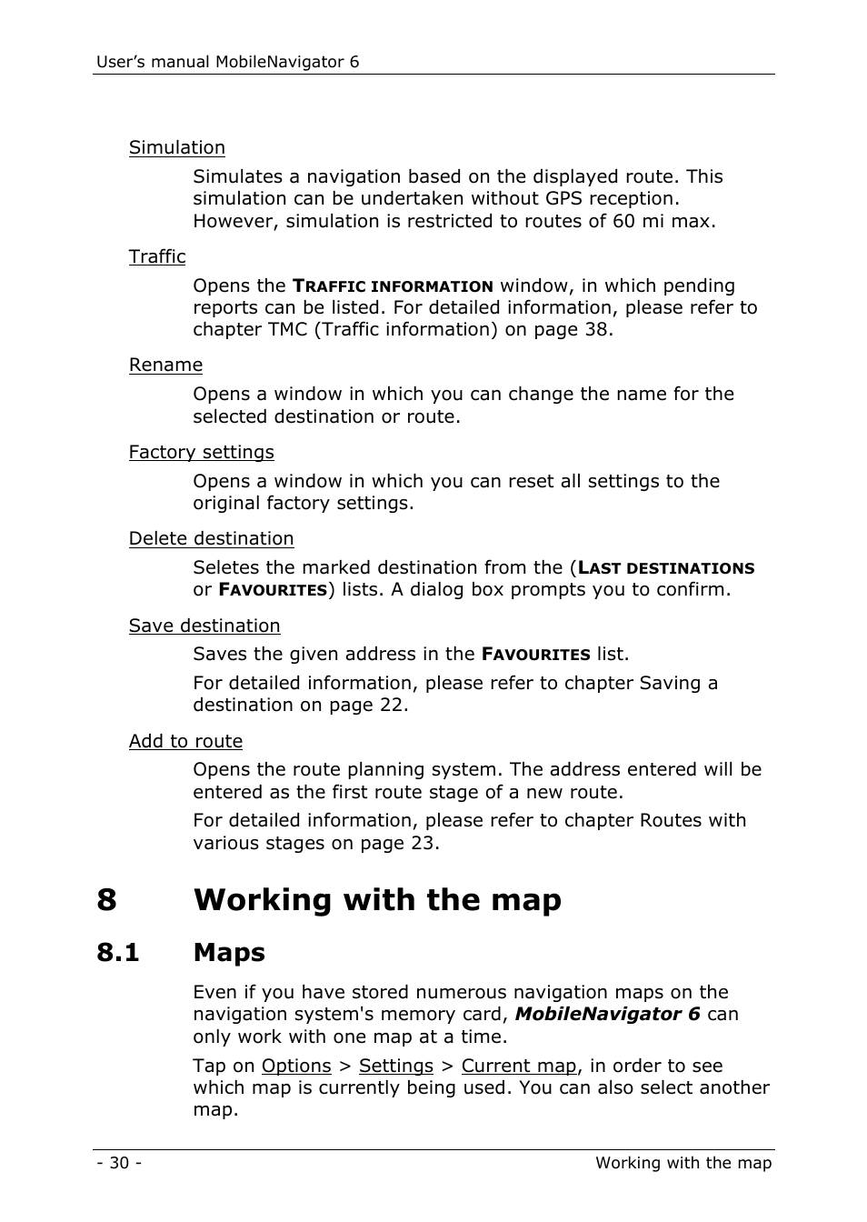 8 working with the map, 1 maps, 8working with the map | Navigon MN 6 User Manual | Page 32 / 44