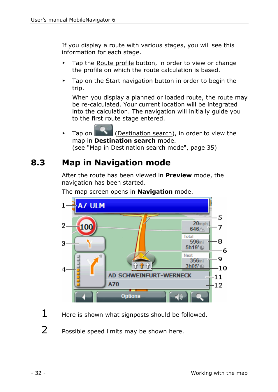 3 map in navigation mode | Navigon MN 6 User Manual | Page 34 / 44