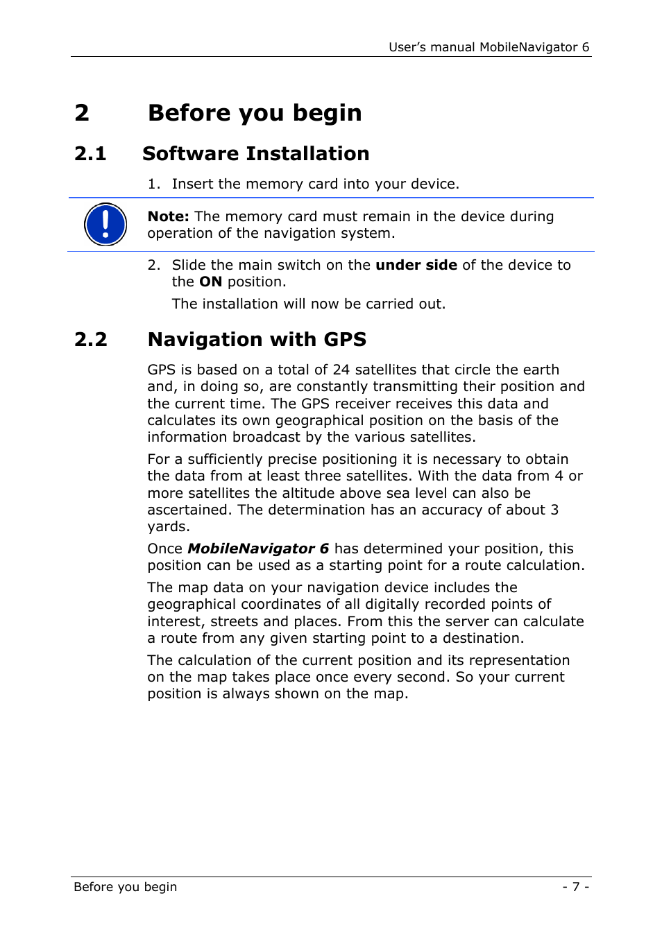 2 before you begin, 1 software installation, 2 navigation with gps | 2before you begin | Navigon MN 6 User Manual | Page 9 / 44
