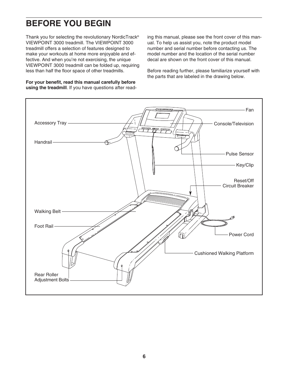 Before you begin | NordicTrack Viewpoint 3000 30704.0 User Manual | Page 6 / 40