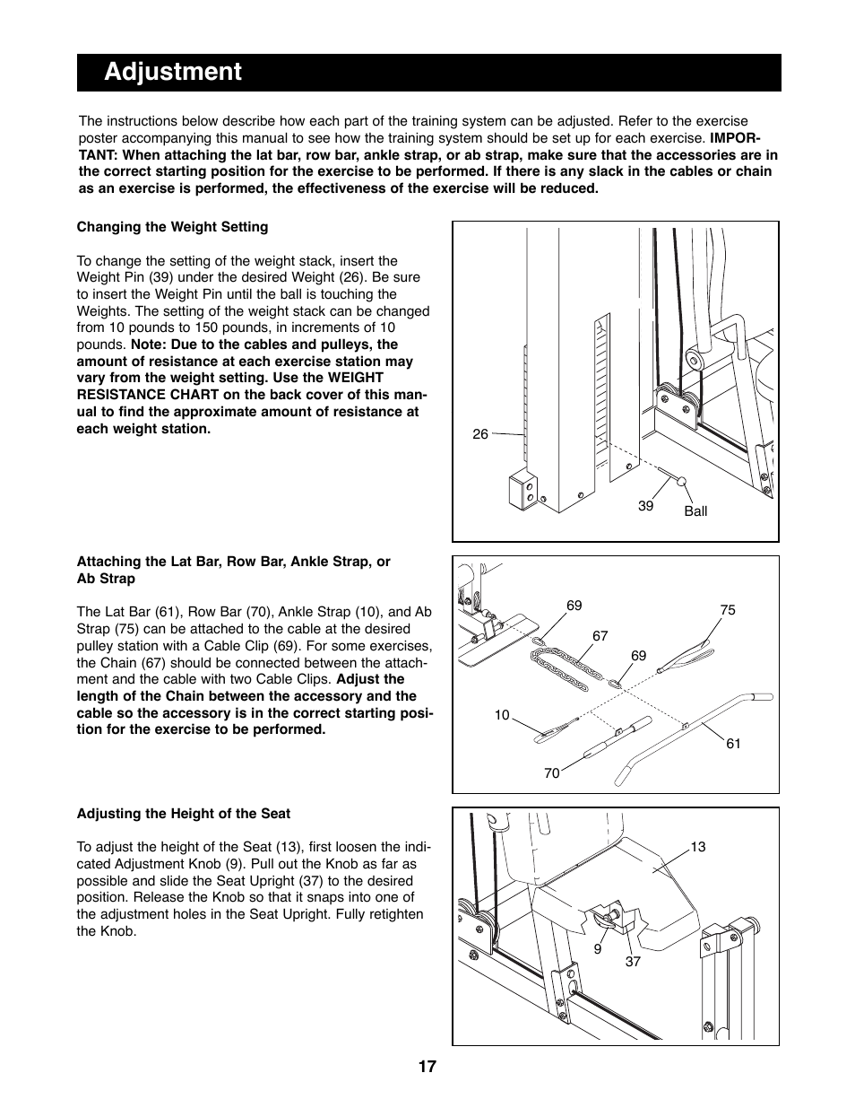 Adjustment | NordicTrack GRT500 User Manual | Page 17 / 25