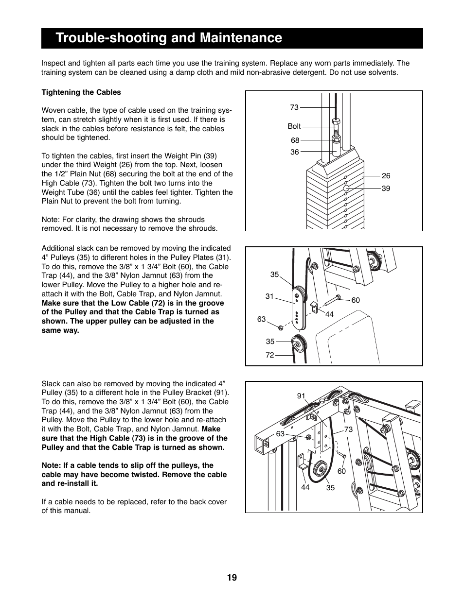 Trouble-shooting and maintenance | NordicTrack GRT500 User Manual | Page 19 / 25