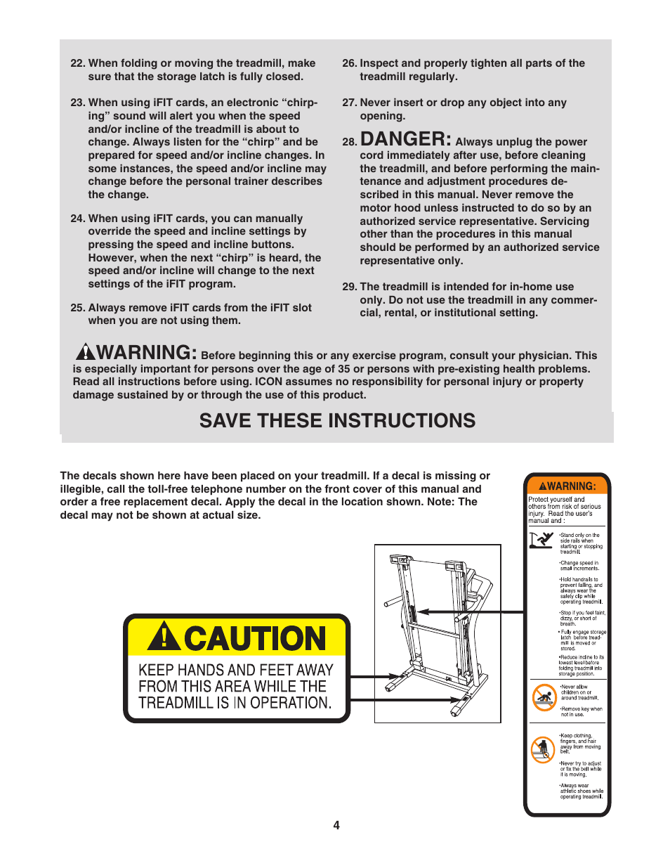 Danger, Warning, Save these instructions | NordicTrack NTL07806.0 User Manual | Page 4 / 32