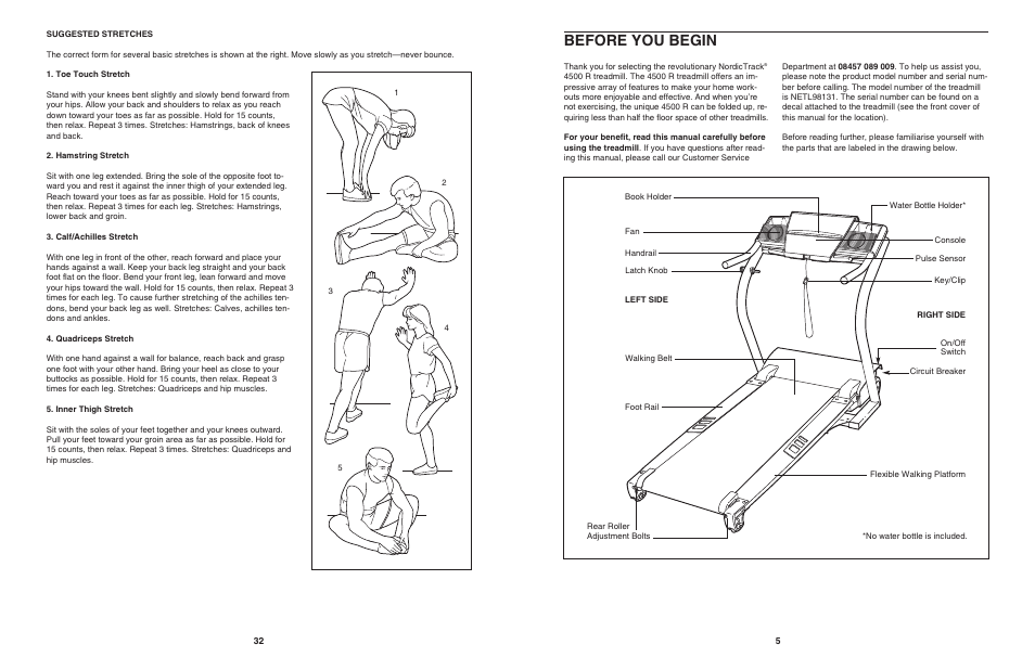 Before you begin | NordicTrack 4500 R User Manual | Page 5 / 20