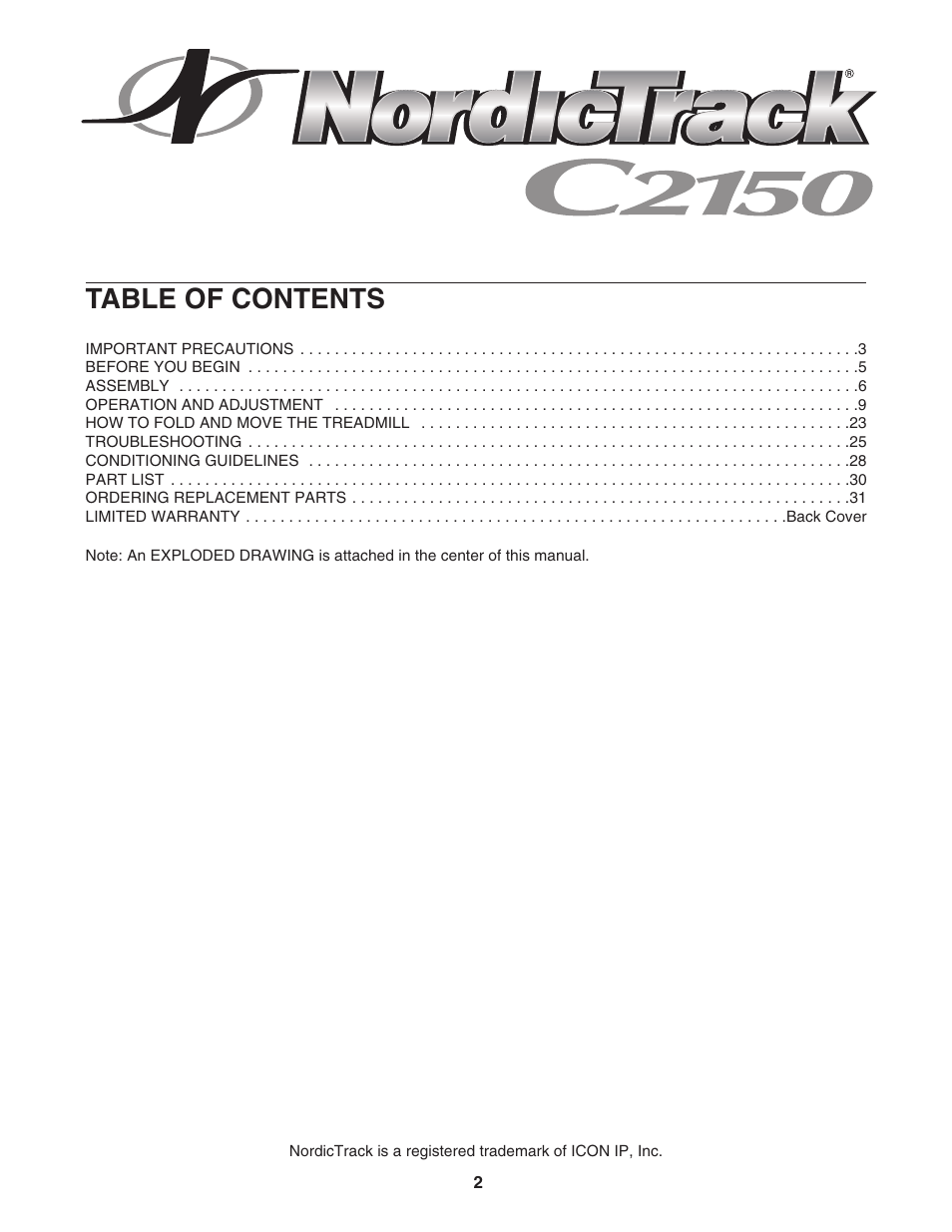 NordicTrack NTL10805.1 User Manual | Page 2 / 34