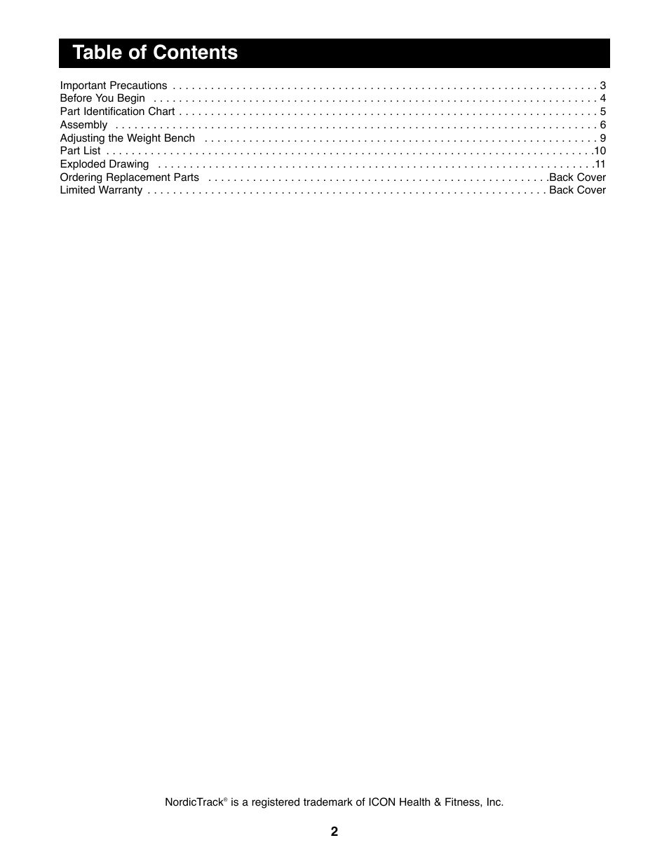 NordicTrack NTBE01490 User Manual | Page 2 / 12