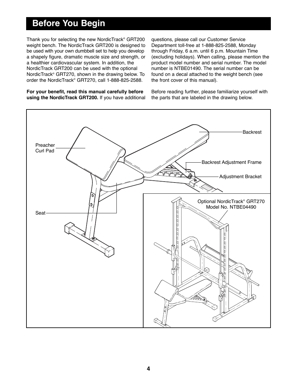Before you begin | NordicTrack NTBE01490 User Manual | Page 4 / 12