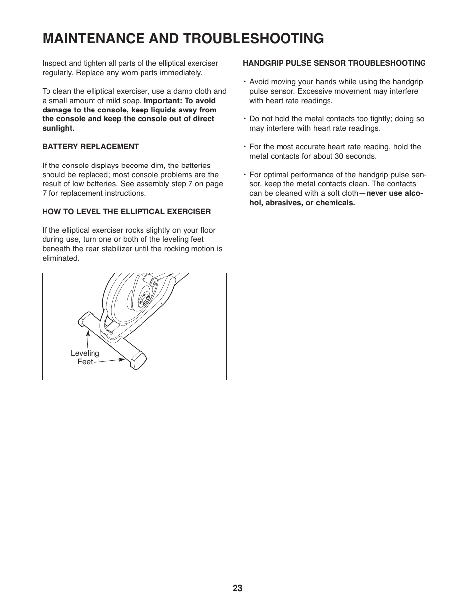 Maintenance and troubleshooting | NordicTrack 30510.2 User Manual | Page 23 / 28