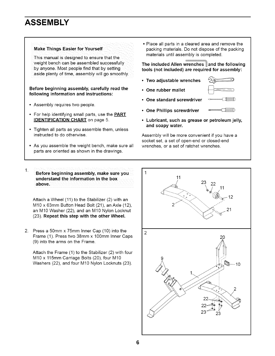 Assembly, Make things easier for yourseif | NordicTrack STRENGTH ADJUSTABLE BENCH NTB12920 User Manual | Page 6 / 12