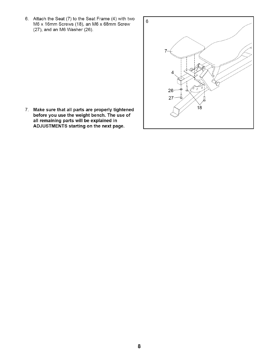 NordicTrack STRENGTH ADJUSTABLE BENCH NTB12920 User Manual | Page 8 / 12