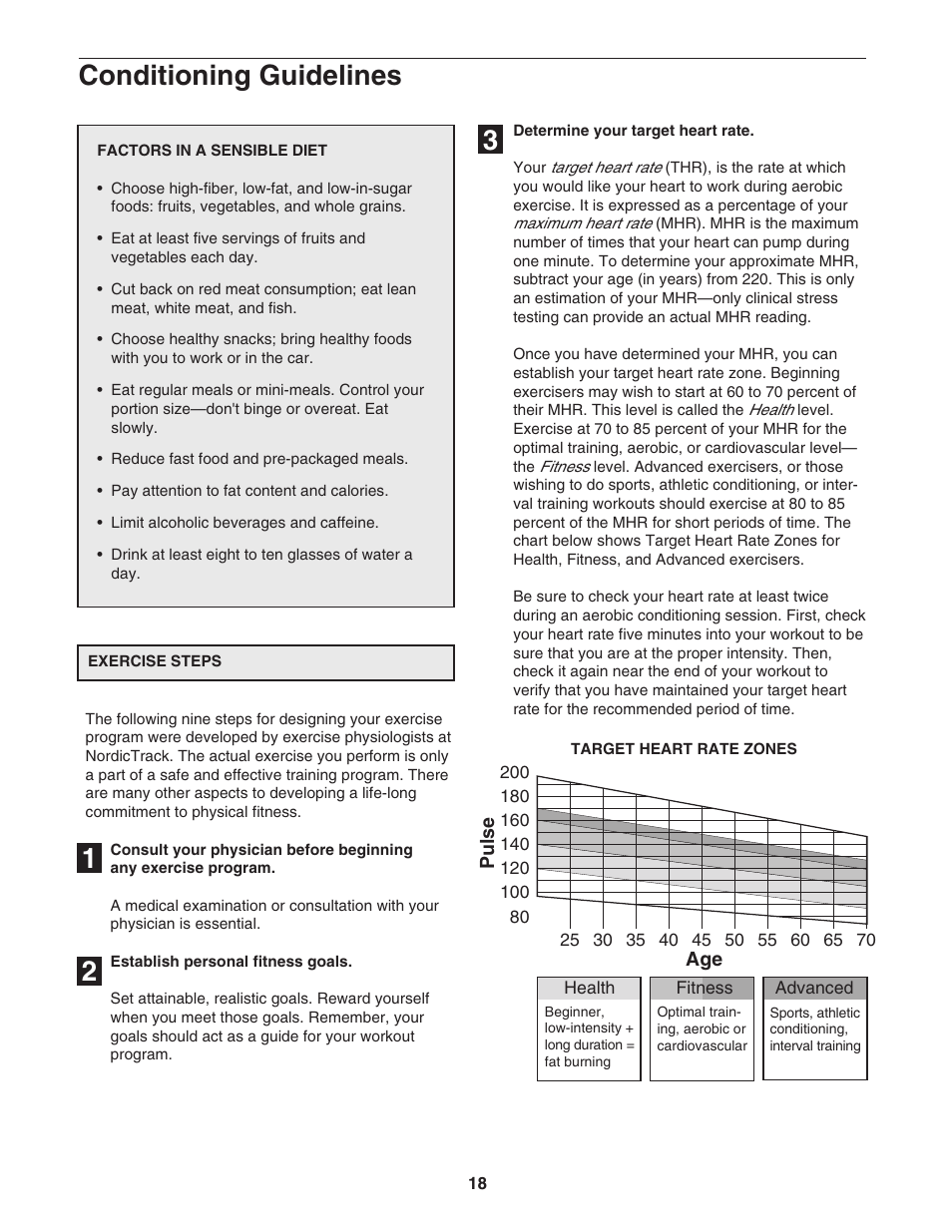 Conditioning guidelines | NordicTrack 831.298800 User Manual | Page 18 / 26