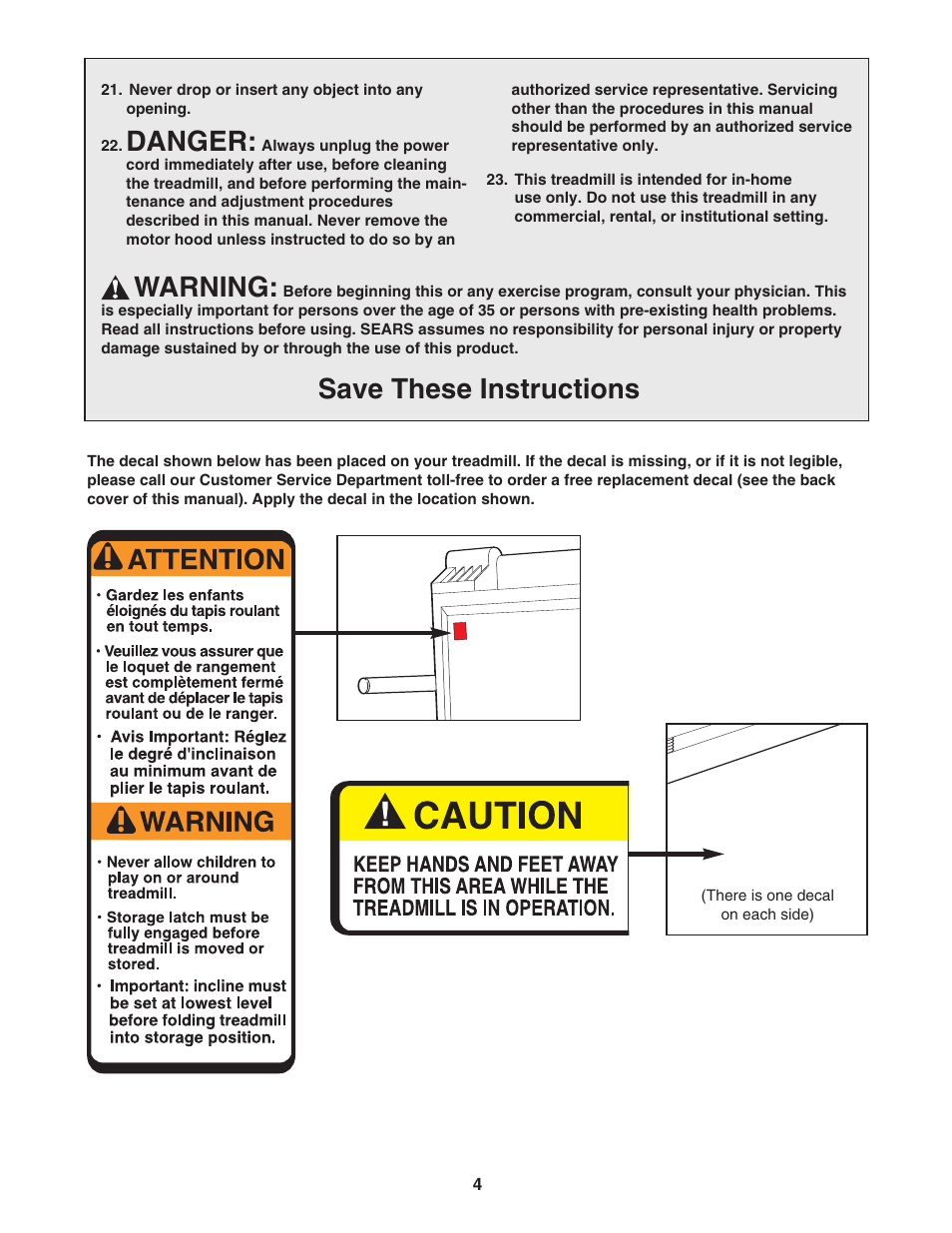 Danger, Warning, Save these instructions | NordicTrack 831.298800 User Manual | Page 4 / 26