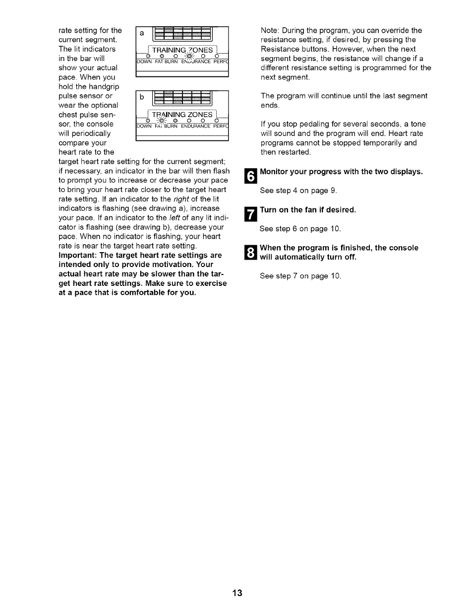Monitor your progress with the two displays, Turn on the fan if desired | NordicTrack NEL07940 User Manual | Page 13 / 24