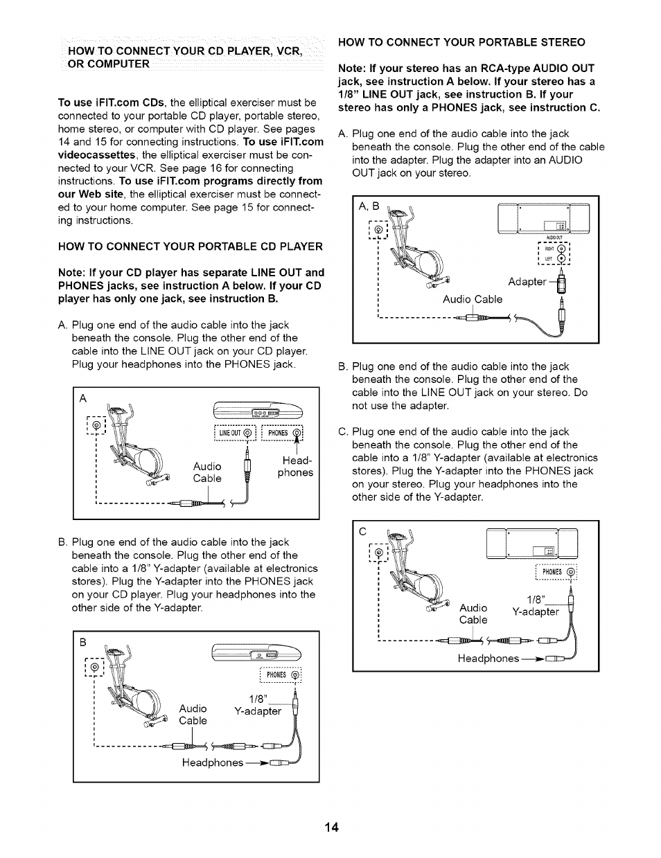 How to connect your cd player, vcr, or computer, How to connect your portable cd player | NordicTrack NEL07940 User Manual | Page 14 / 24