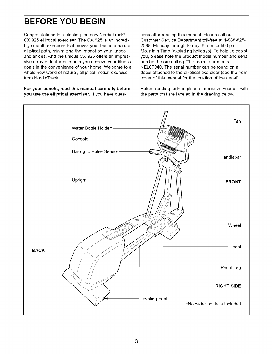 Before you begin | NordicTrack NEL07940 User Manual | Page 3 / 24