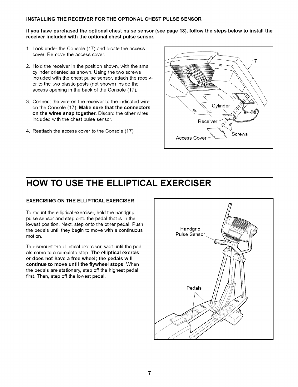 How to use the elliptical exerciser, Exercising on the elliptical exerciser | NordicTrack NEL07940 User Manual | Page 7 / 24