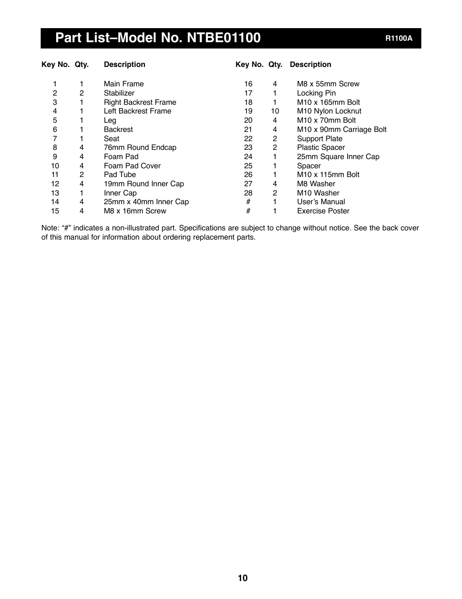 NordicTrack NTBE01100 User Manual | Page 10 / 12