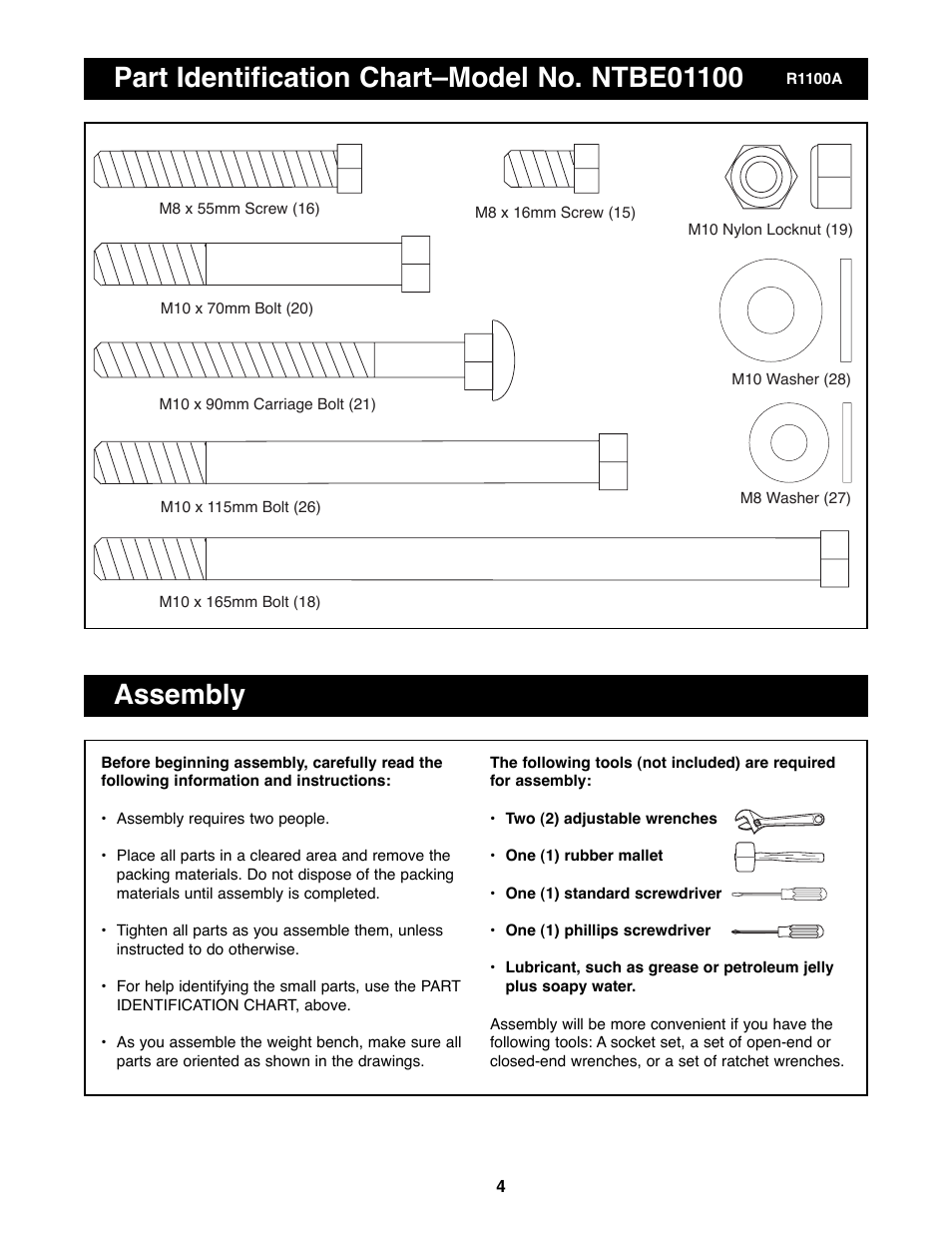 Assembly | NordicTrack NTBE01100 User Manual | Page 4 / 12