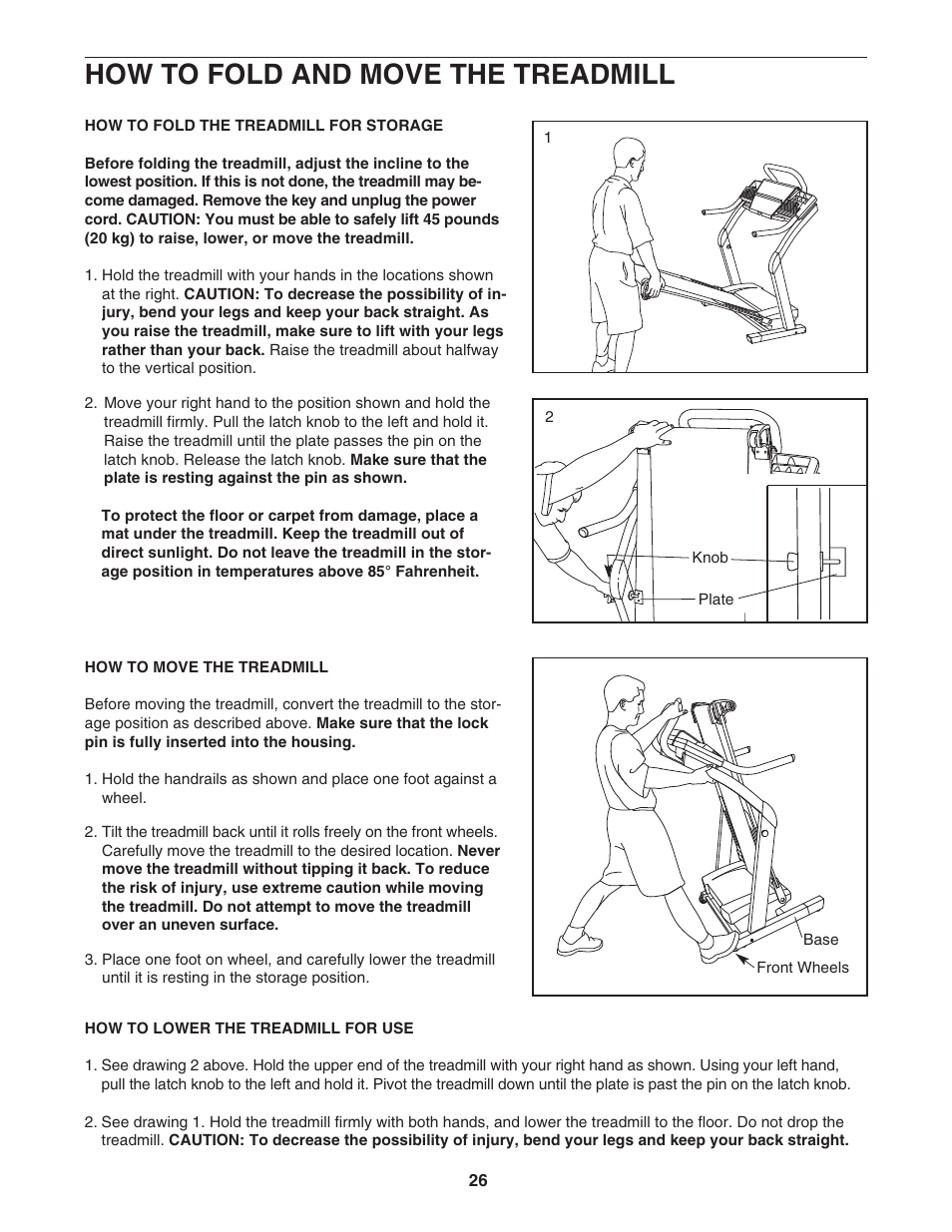 How to fold and move the treadmill | NordicTrack 5600 R NTL18940 User Manual | Page 26 / 34