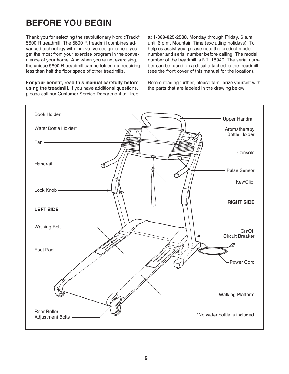 Before you begin | NordicTrack 5600 R NTL18940 User Manual | Page 5 / 34