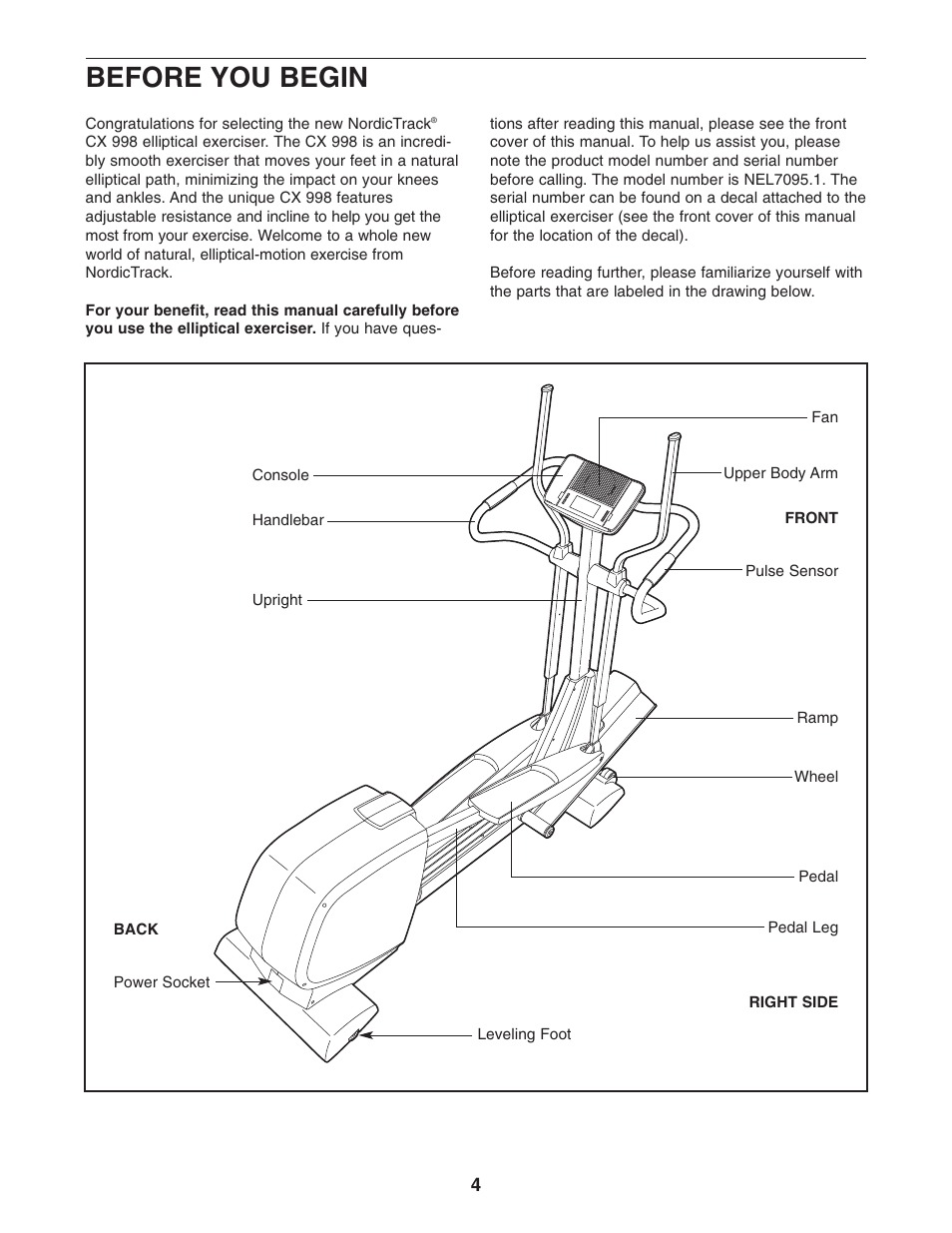 Before you begin | NordicTrack NEL7095.1 User Manual | Page 4 / 28