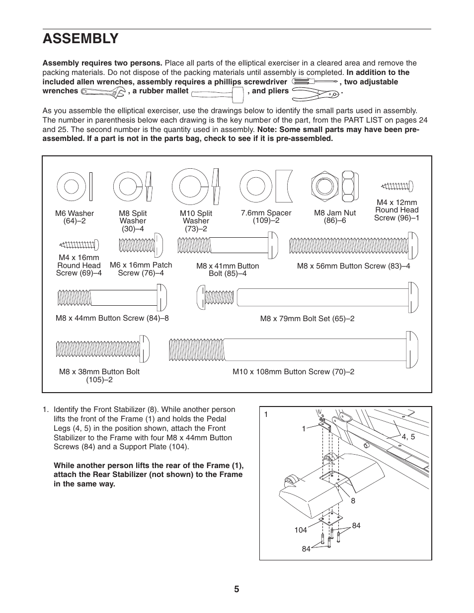 Assembly | NordicTrack NEL7095.1 User Manual | Page 5 / 28