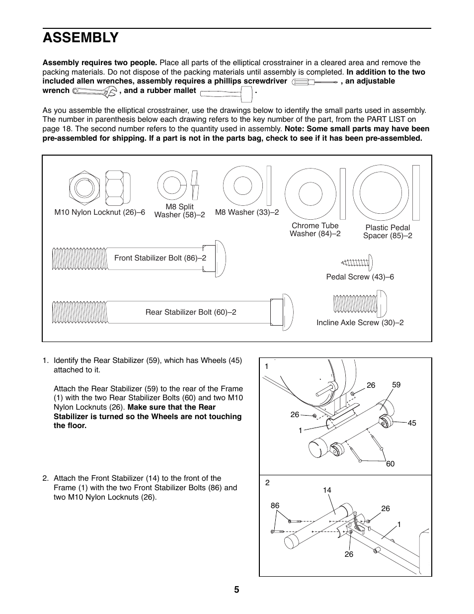 Assembly | NordicTrack NTEL08991 User Manual | Page 5 / 20