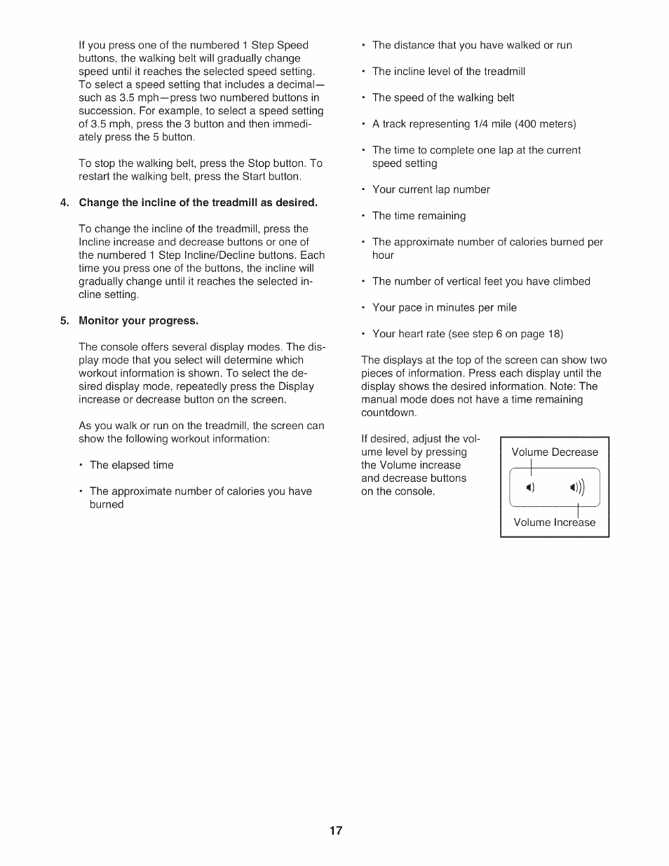 Change the incline of the treadmill as desired, Monitor your progress | NordicTrack NTL14010.0 User Manual | Page 17 / 40