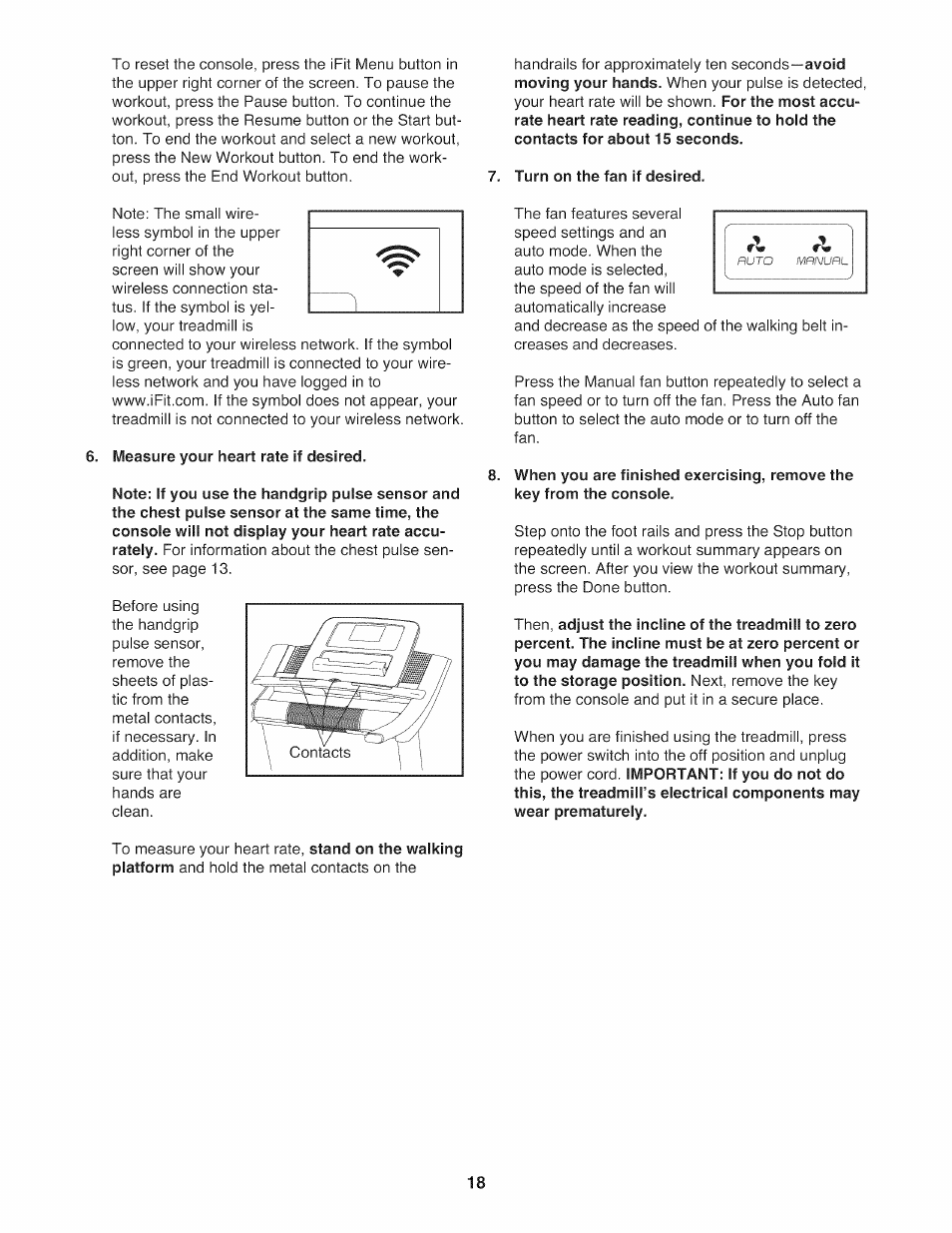 Measure your heart rate if desired, Turn on the fan if desired | NordicTrack NTL14010.0 User Manual | Page 18 / 40