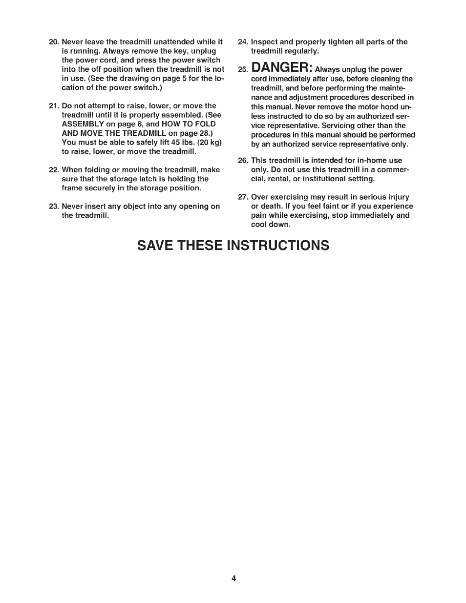 Danger, Save these instructions | NordicTrack NTL14010.0 User Manual | Page 4 / 40