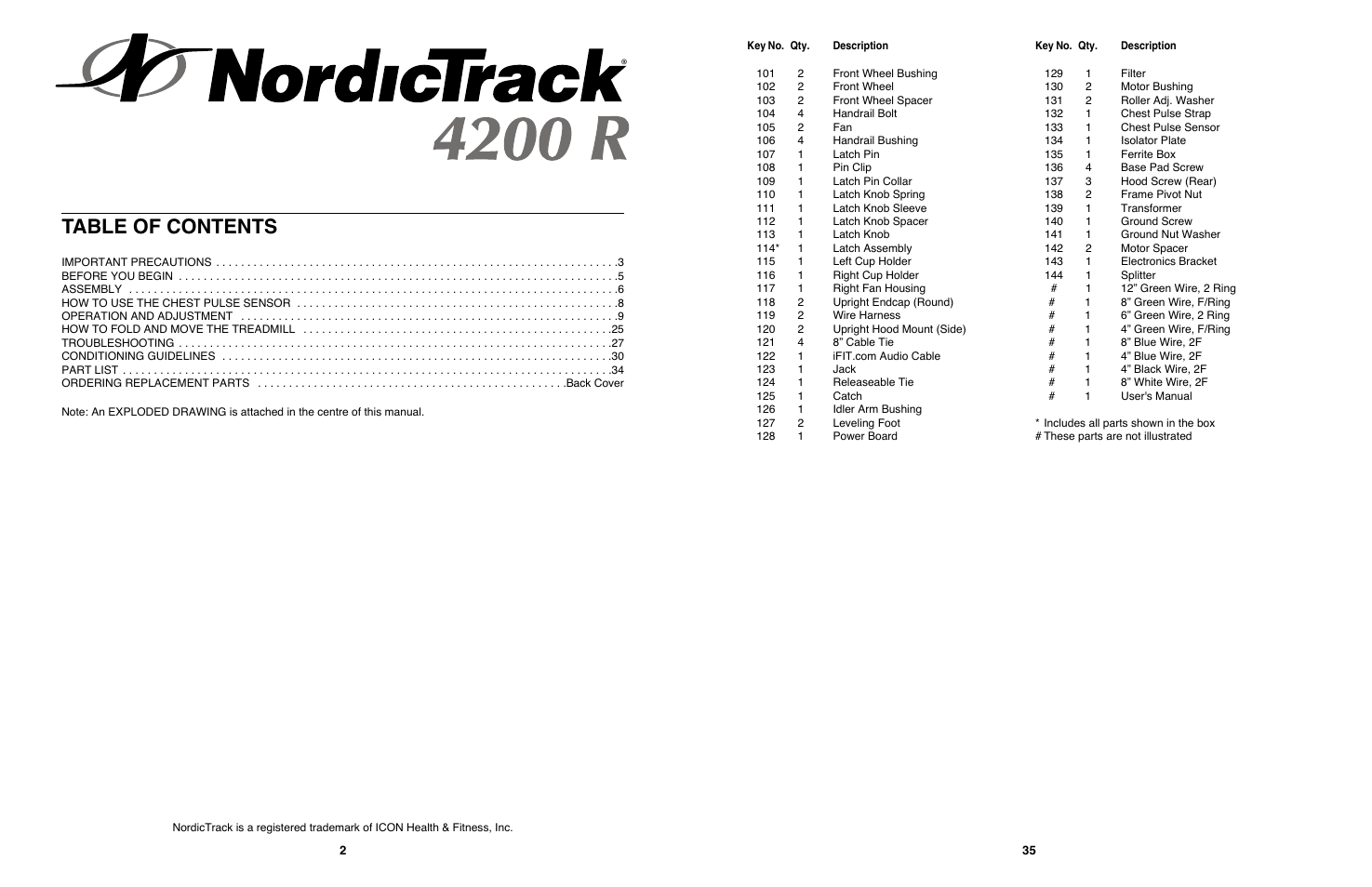NordicTrack 4200 R User Manual | Page 2 / 20