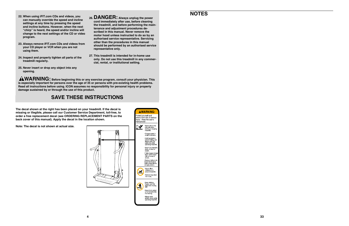 Danger, Warning, Save these instructions | NordicTrack 4200 R User Manual | Page 4 / 20