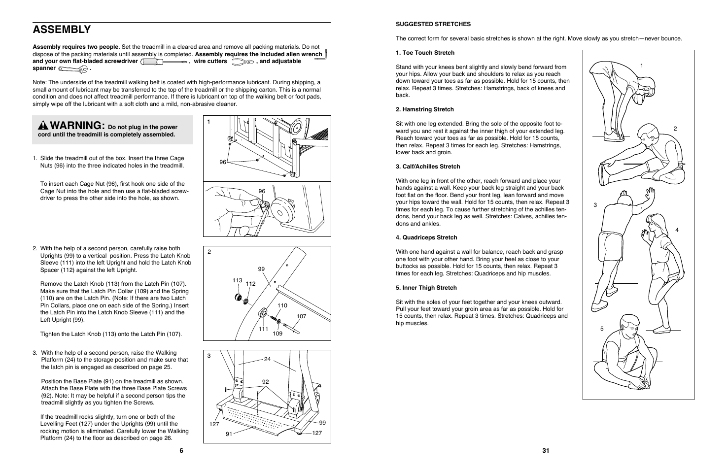 Assembly, Warning | NordicTrack 4200 R User Manual | Page 6 / 20