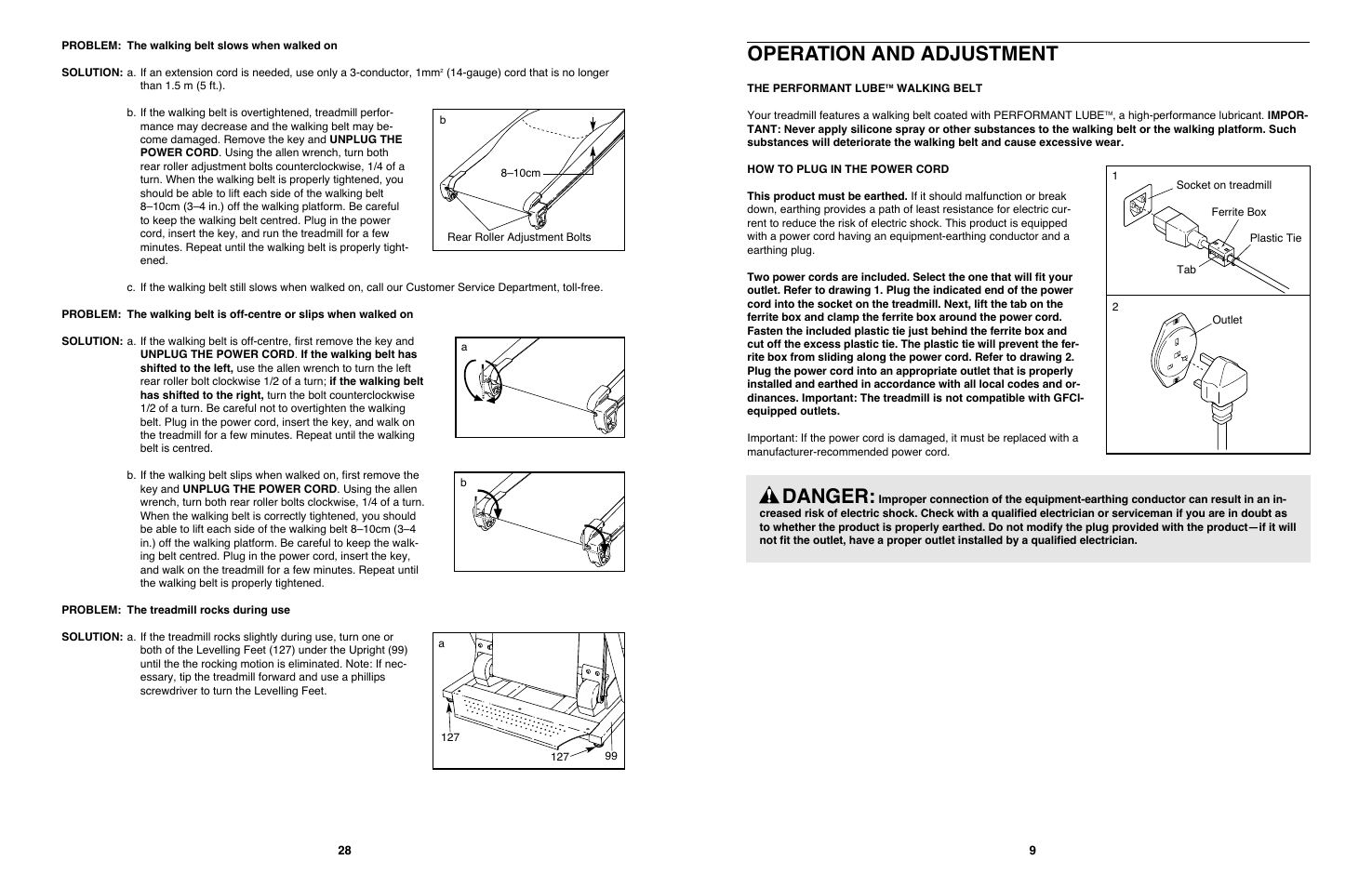 Operation and adjustment, Danger | NordicTrack 4200 R User Manual | Page 9 / 20