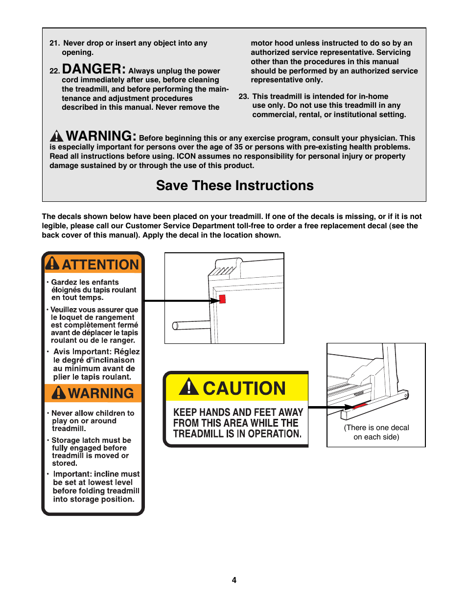 Danger, Warning, Save these instructions | NordicTrack NTTL90081 User Manual | Page 4 / 26