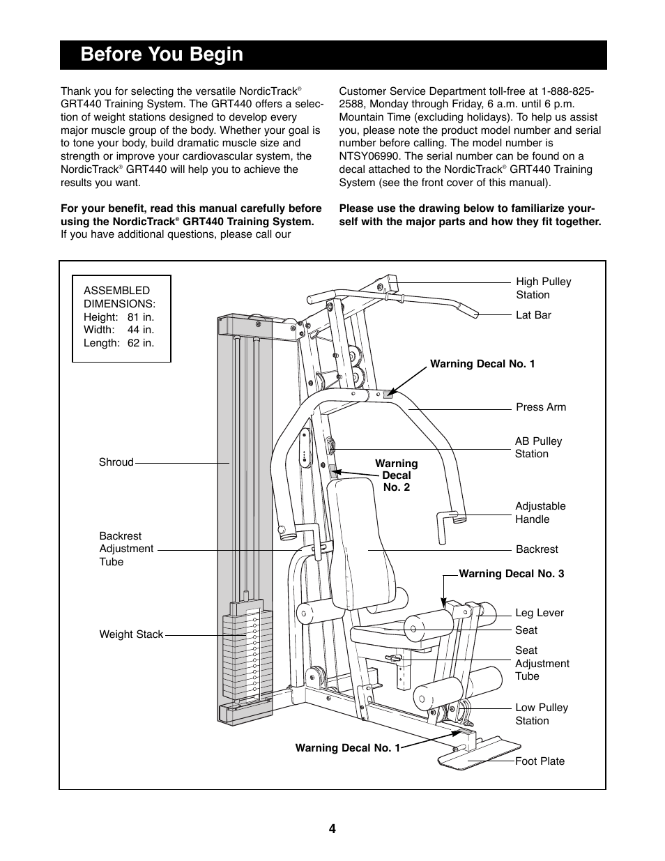 Before you begin | NordicTrack NTSY06990 User Manual | Page 4 / 25