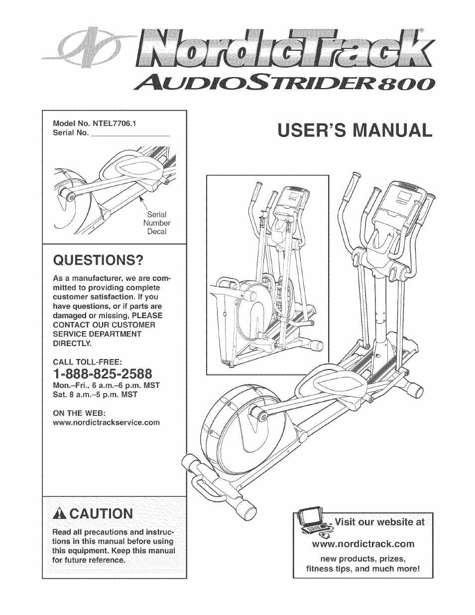 NordicTrack AUDIOSTRIDER 800 NTEL7706.1 User Manual | 24 pages