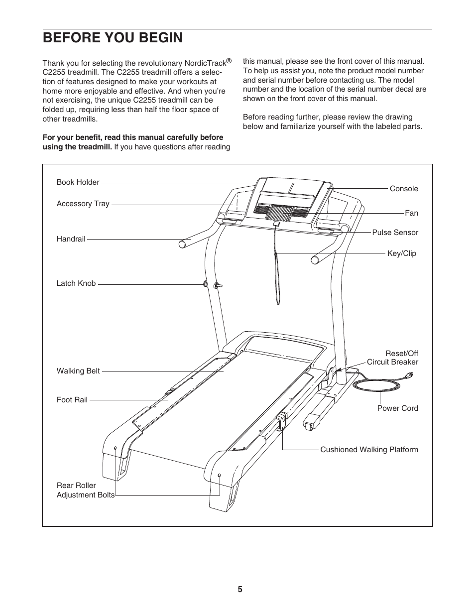 Before you begin | NordicTrack 30702.0 User Manual | Page 5 / 32